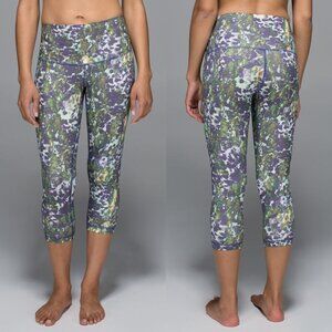LULULEMON Wunder Under Crop II 4 Floral Sport White Multi